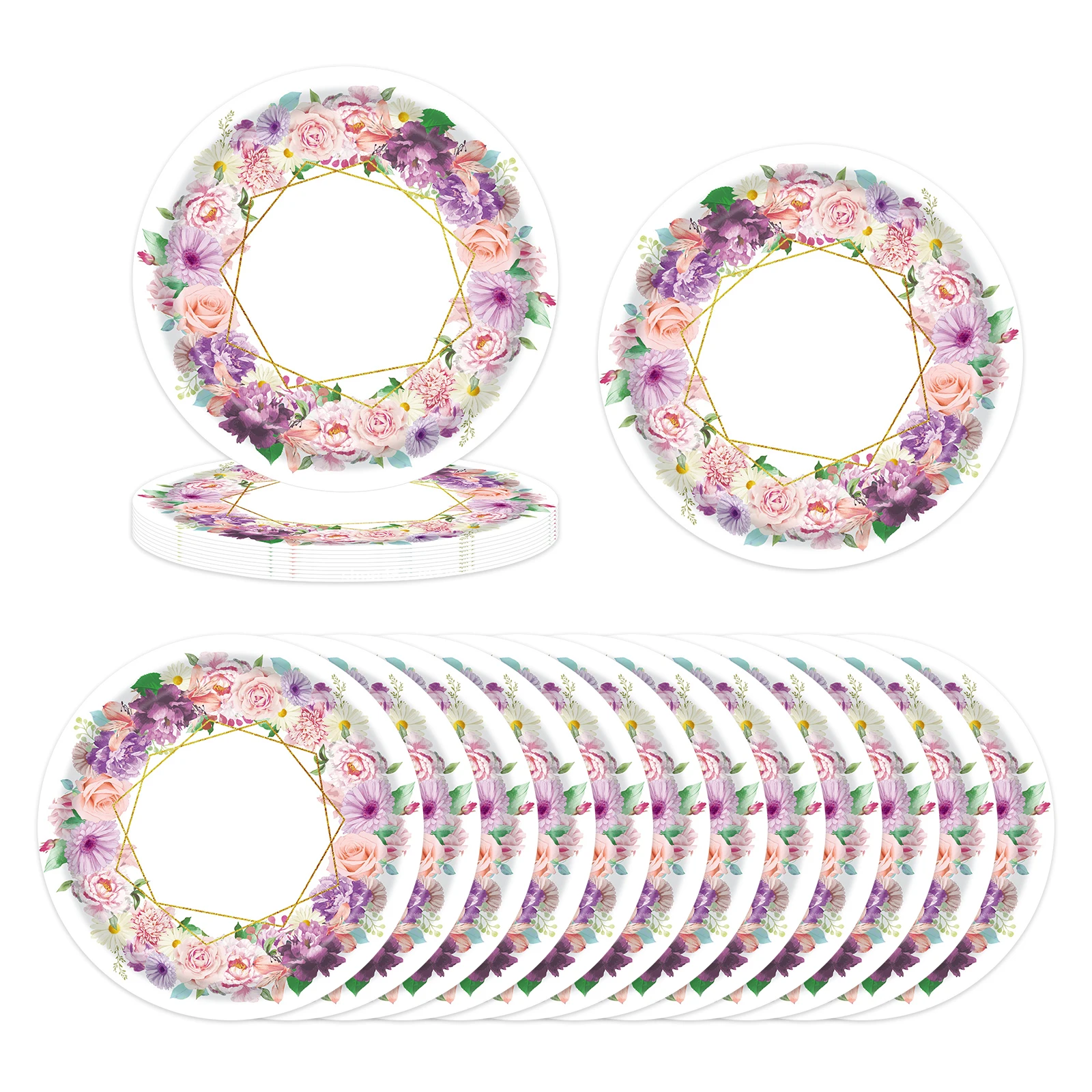 24 шт. бумажные тарелки с изображением весенних цветов 7 дюймов