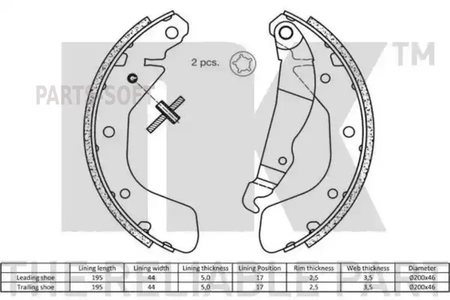 NK 2736540 Колодки тормозные барабанные Daewoo Espero Lanos 80-