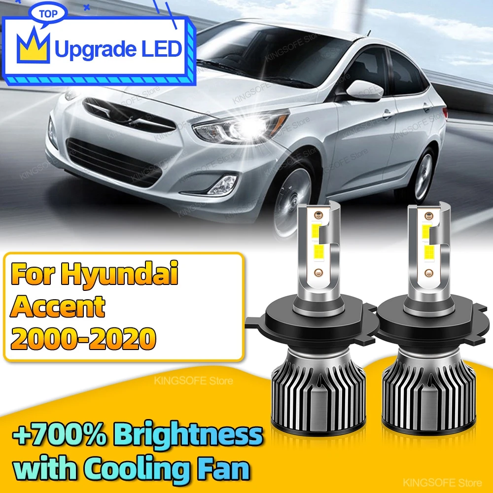 2 шт. светодиодная лампа HiLo для автомобильных фар H4 CSP CHip Canbus авто фары 30000LM Hyundai Accent