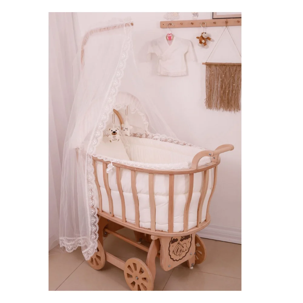 Ruched Crib Portable Child Bed Newborn Quilt Pillow Mosquito Net Rocking Cradle Hammock Cart Baby Accessories Mother Child Baby Bed Cribs Nest baby cot