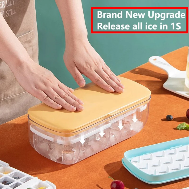 

Press Type New Silicone Square Ice Mold Ice Cube Trays Lid Mold Storage Box Creative Tool Ice Cube Maker Cool Drinks Kitchen Bar
