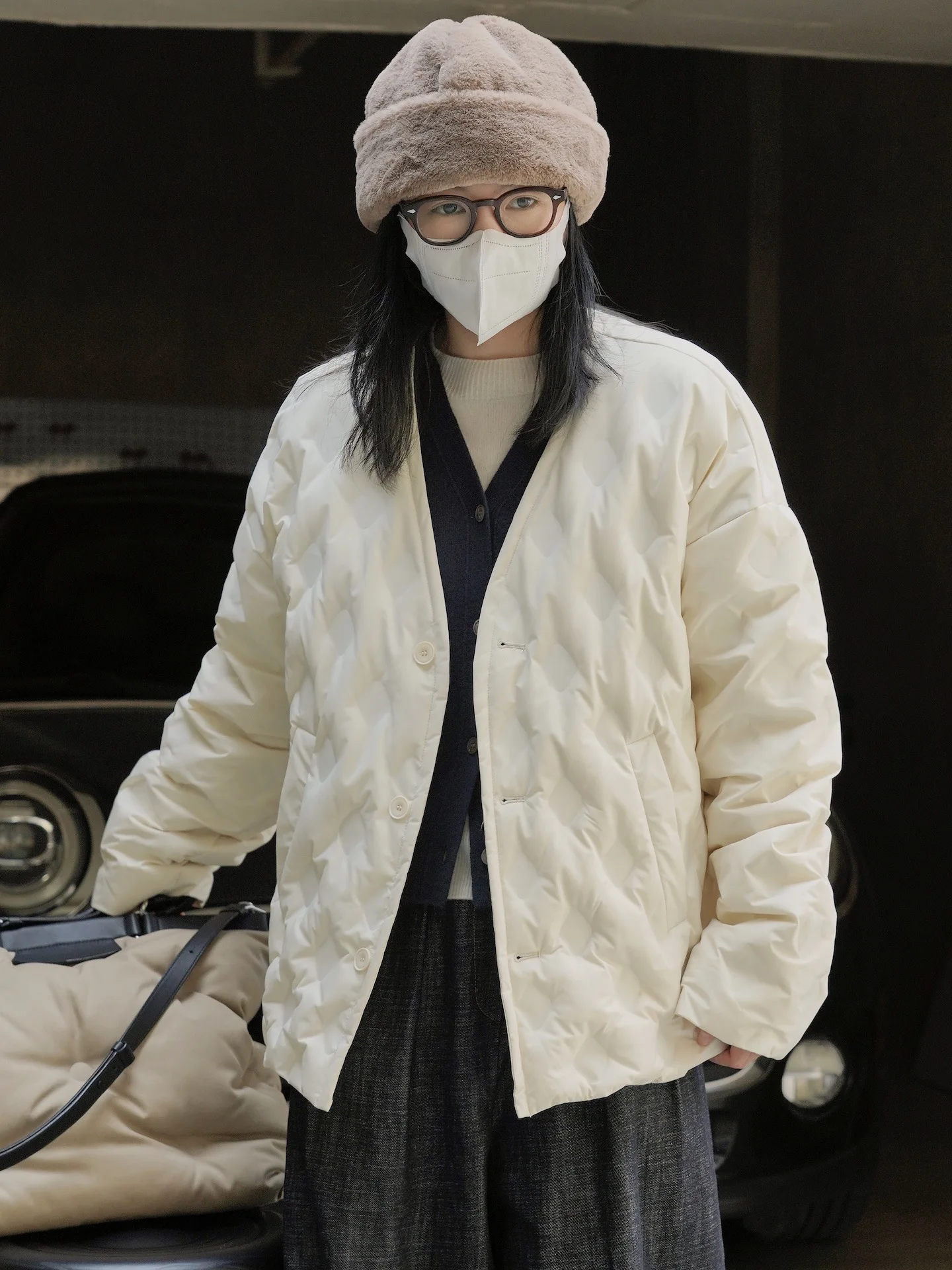 woman warm winter short coat