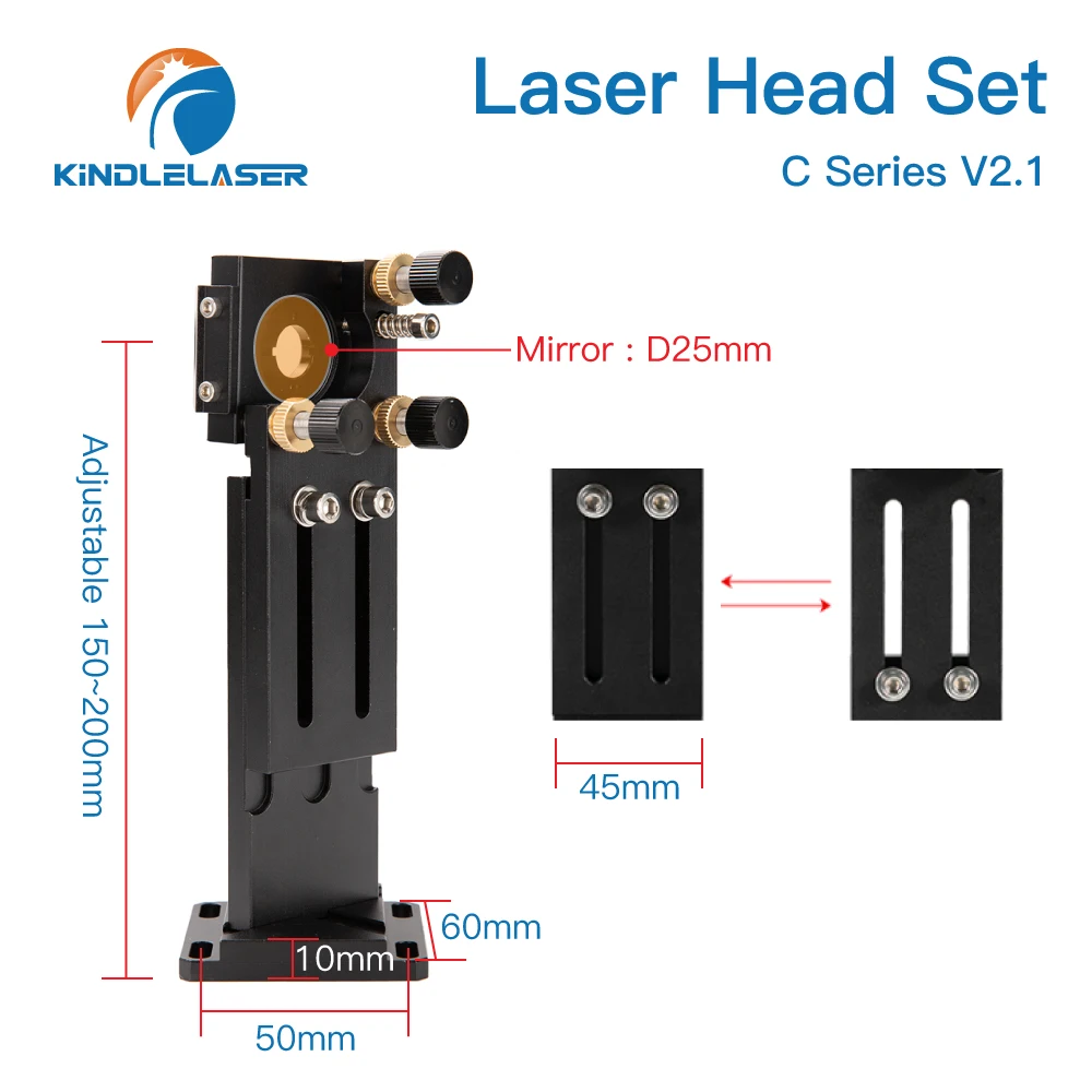 CO2 Laser Head CVD ZNSE Focus Lens Set D18 FL38.1 D20FL50.8/63.5/101.6mm Integrative Mount Dia.25 Si Mirror for Laser Cutter enlarge