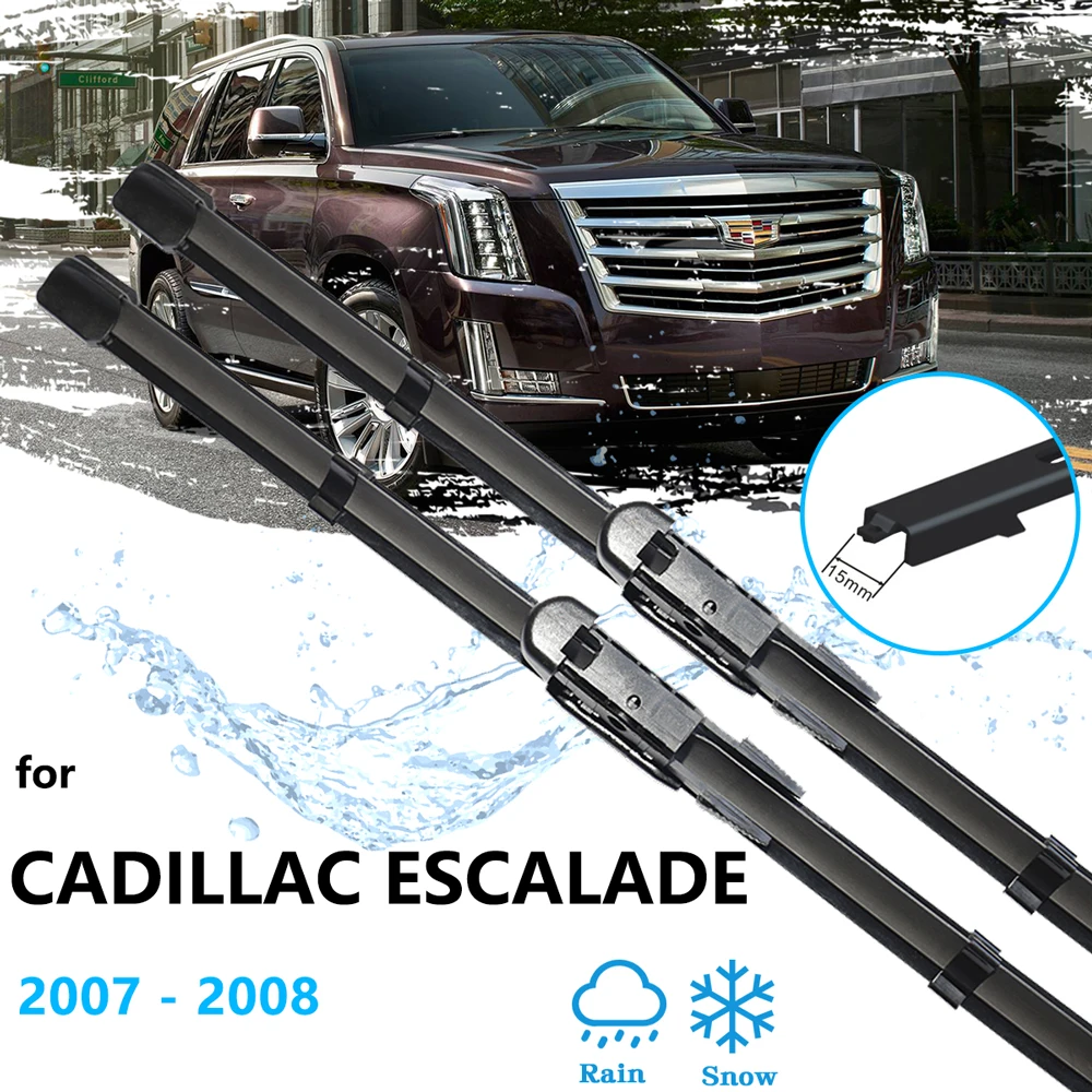 

2x For Cadillac Escalade GMT 900 2007 2008 Windows Windscreen Frameless Wipers Blades Rubber Car Accessories Universal Cleaning
