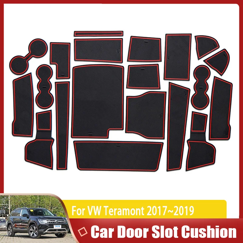 

Car Door Groove Mat For Volkswagen VW Teramont Atlas 2018~2021 Auto Anti-dirty Non-Slip Pads Gate Slot Cup Mats Car Accessories