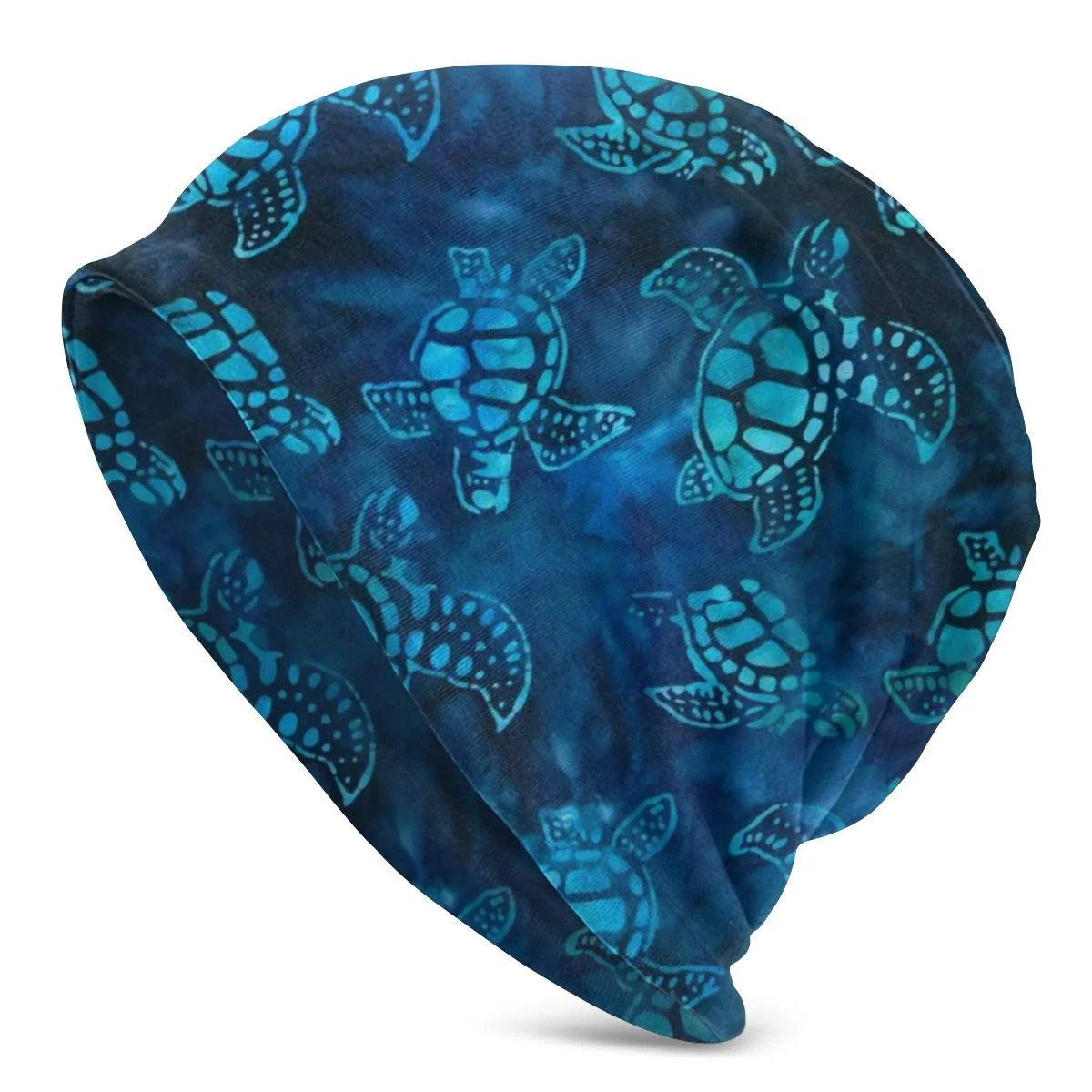 

Watercolor Blue Sea Turtle Slouchy For Men Women - Unisex Cuffed Plain Baggy Skull Cap Summer Winter Warm Beanie Knit Hat