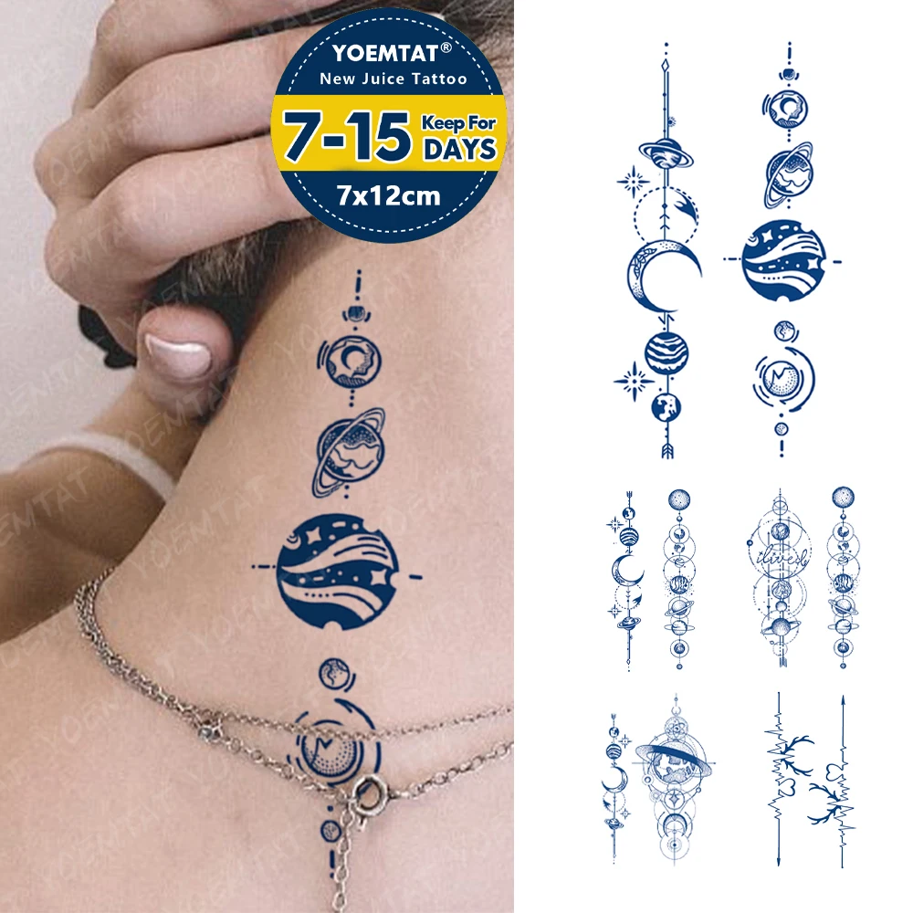 

Semi-Permanent Herbal Harajuku Planet Waterproof Temporary Tattoo Stickers Juice Ink Lasting Tattoos Body Art Fake Tato Women Me