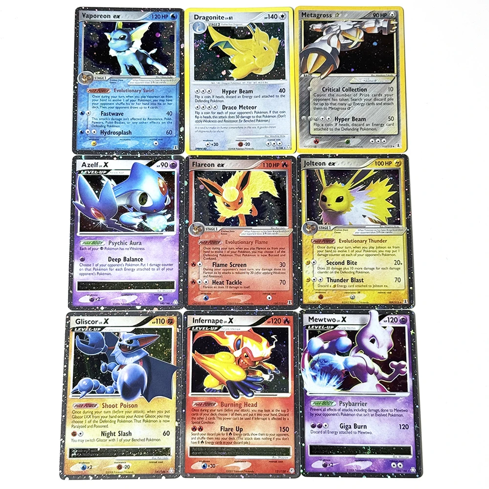 Фото Коллекционные карты PKM Delta Species and Legends Awakened PTCG: Азельф LV.X, Мьютво/Инфернэйп LV.X, Драгонайт, Флареон ex (фольгированные, аниме-стиль) №2
