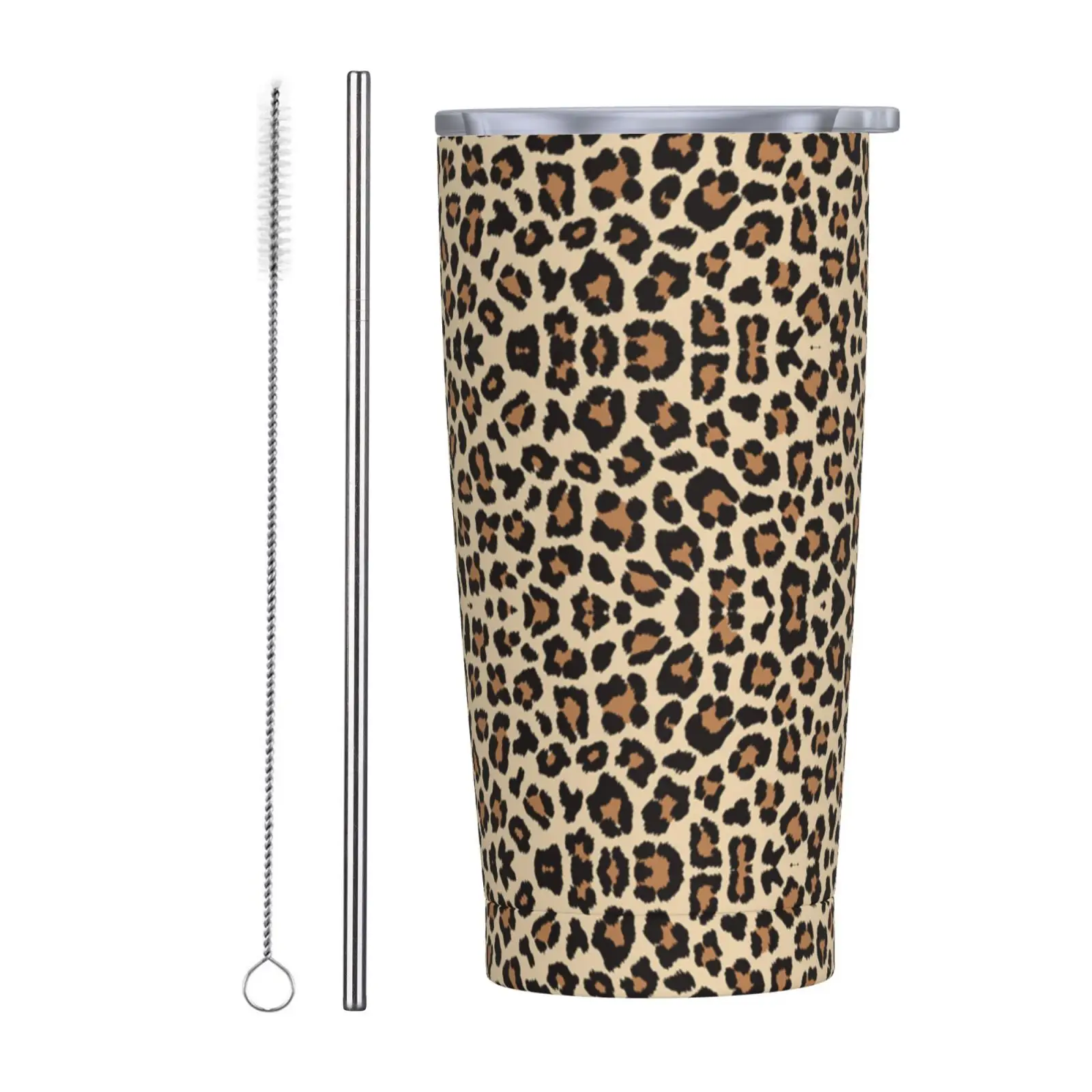 

Leopard Paint 20 oz Tumbler with Lids and Straws, Stainless Steel Vacuum Insulated Coffee Tumbler, Insulated Travel Mug