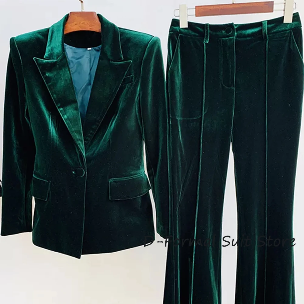 Velvet Women's 2 Piece Suit Fashoin Women Slim Fit Blazer And  Pants Single Breasted Casual Formal Ensemble Femme Pant Sets