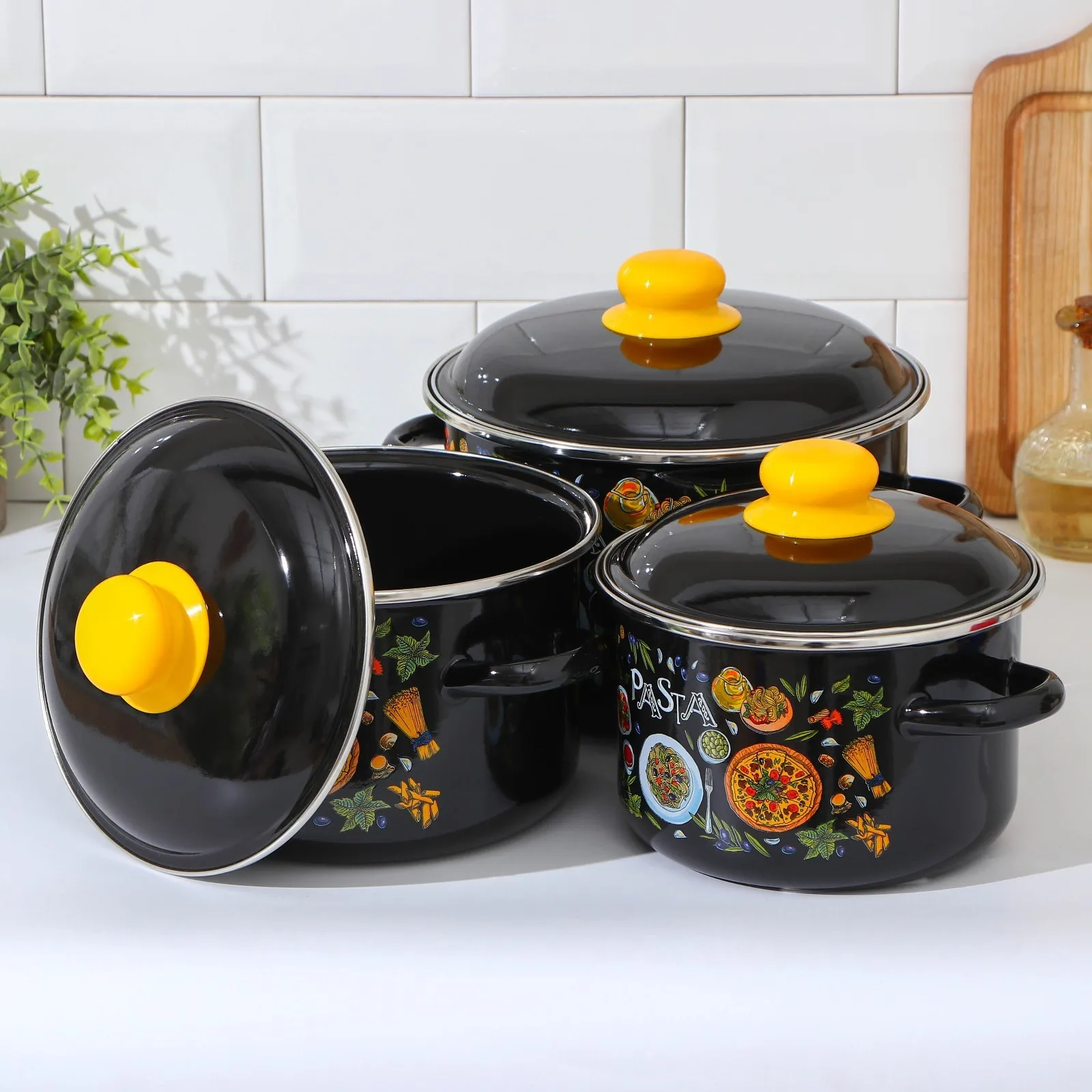 Набор эмалированных кастрюль Pasta 3 предмета 2 л 4 индукция