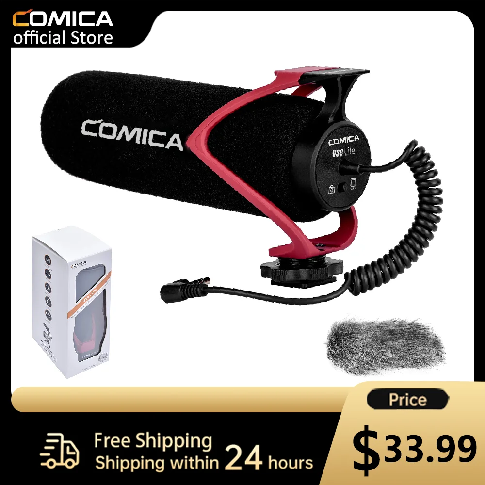 Comica CVM-V30LITE Camera Microphone Super-Cardioid Dslr Microphone Low Noise Shotgun Mic For Cell Phone DSLR Camera Vlog