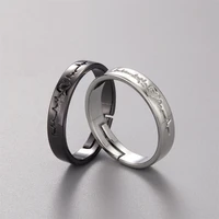 2pcs love heart electrocardiogram couple rings for women men lover black silver color engagement wedding rings set birthday gift
