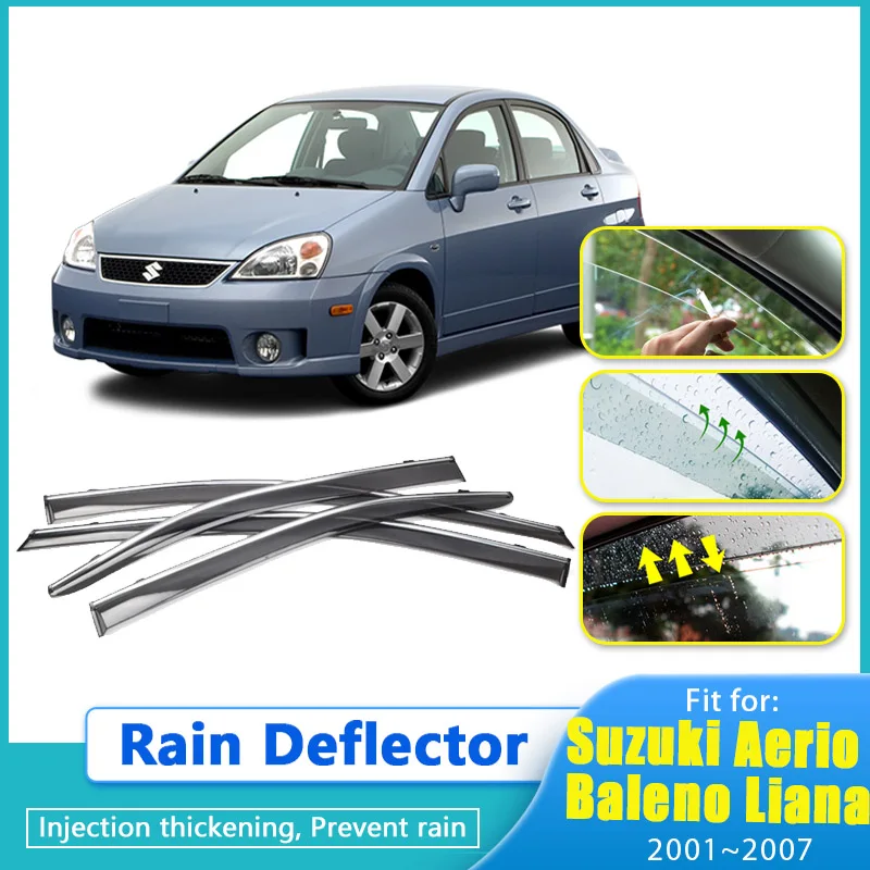 

Дефлектор от дождя для Suzuki Aerio Baleno Liana 2001 2002 2003 ~ 2007, защитный козырек на окно автомобиля, защита от дождя, ветрозащитный экран