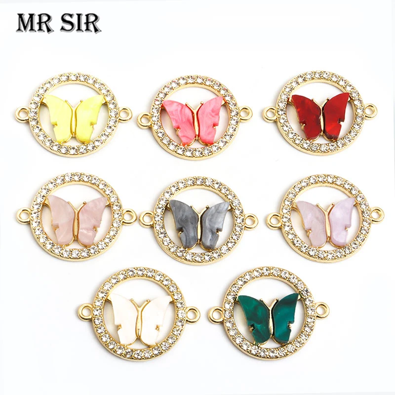 

Enamel Butterfly Round Charms Connectors For Making Necklaces Bracelets DIY Handmade Findings Pendant Jewelry Making Accessories