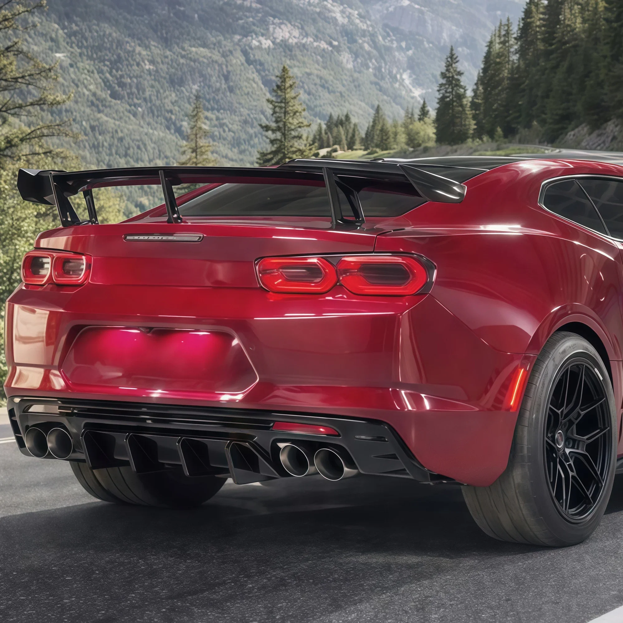 Фото Для Chevrolet Camaro Coupe Convertible LT LS SS RS 2016-2024: Задний бампер-сплиттер в стиле ZL1, карбоновый дизайн, глянцевый черный цвет №2