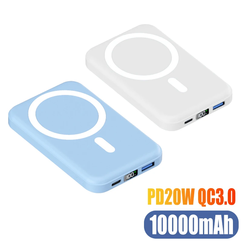 

10000mAh MacSafe Portable Power Bank Magnetic Wireless Fast Chargers Slim External Auxiliary Battery For iPhone 12 13 14 Mini