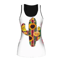 summer fashion new design sense personality retro cactus print t shirt vest o neck vest slim street womens vest