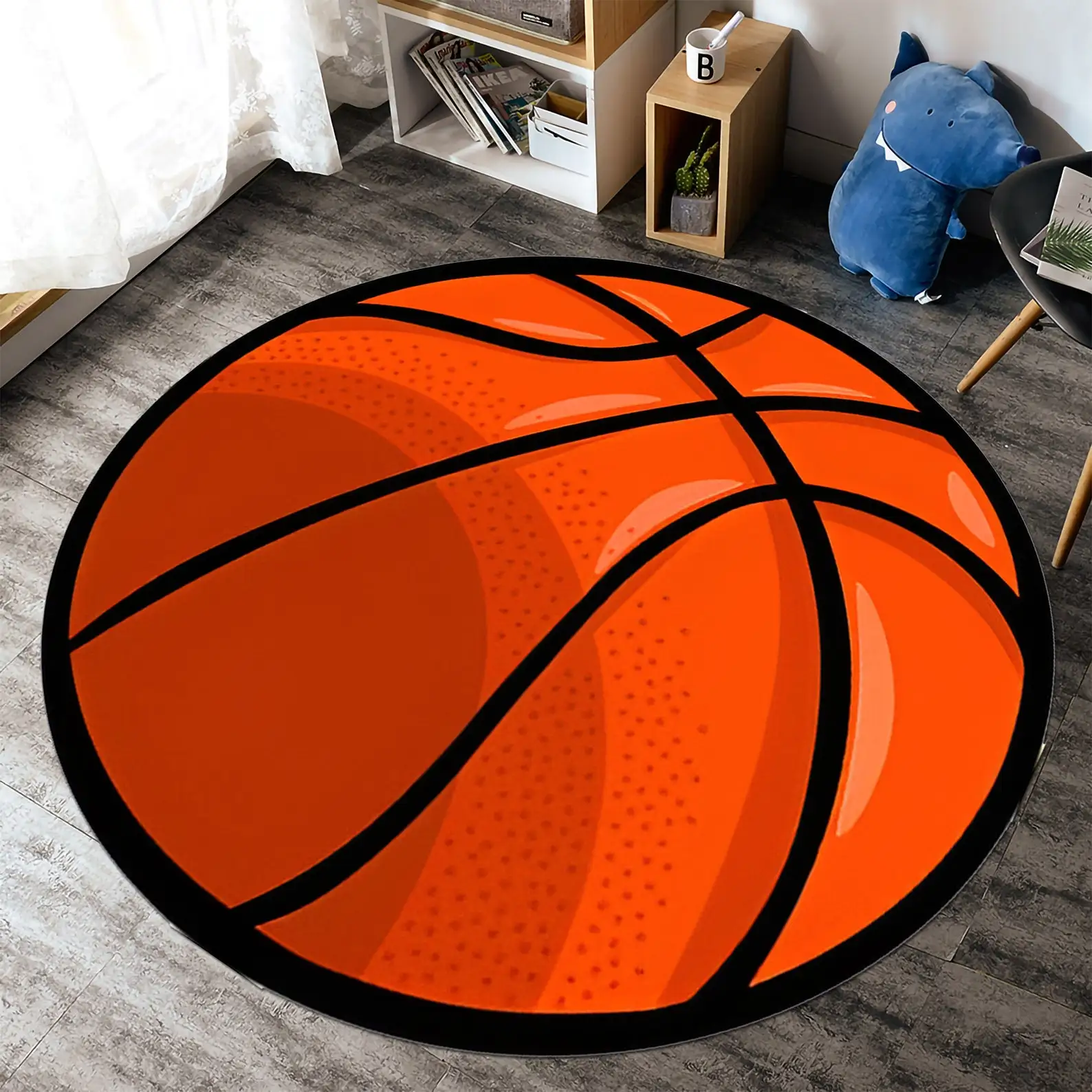 Круглый коврик с Баскетбольным мячом спортивный декор персонализированный