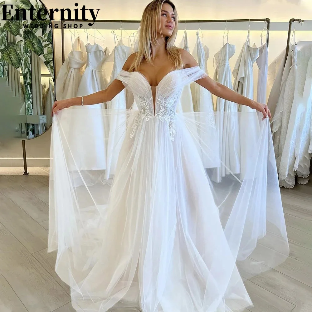 

Refined A Line Sweetheart Off The Shoulder Wedding Dress Lace Appliques Sweep Train Bridal Gowns Backless Vestidos De Novia