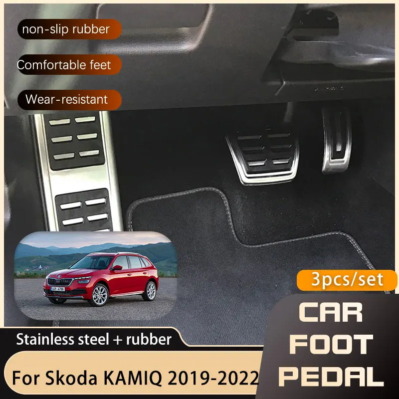 

Car Pedals For Skoda KAMIQ NW4 2019 2020 2021 2022 Stainless Steel Footrest Brake Non-slip No Drilling Pedal Cover Parts AT MT