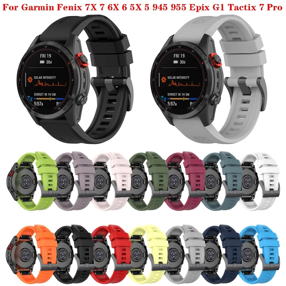 

26 20 22mm Silicone Quick Release Watchbands for Garmin Fenix 7X 7 7S 6X 6 6S Pro 5X 5 Plus 3 3HR 955 945 Epix Wirstband Correa
