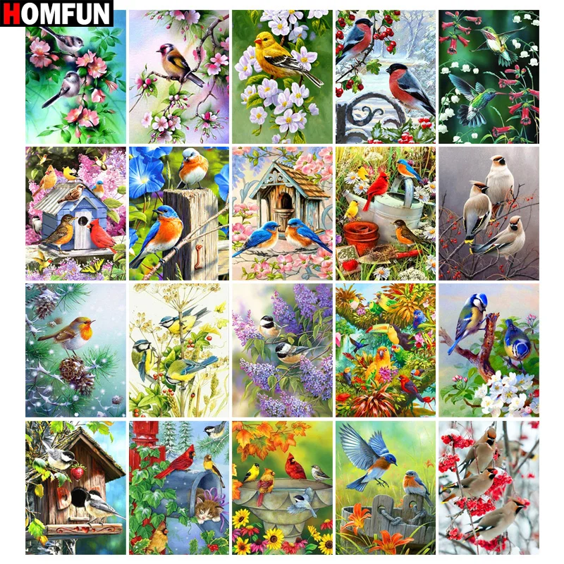 

HOMFUN Полный алмаз "Цветок Птица древесина" Сделай сам 5D алмазная живопись вышивка крестиком домашний Декор Картина Стразы ручной работы