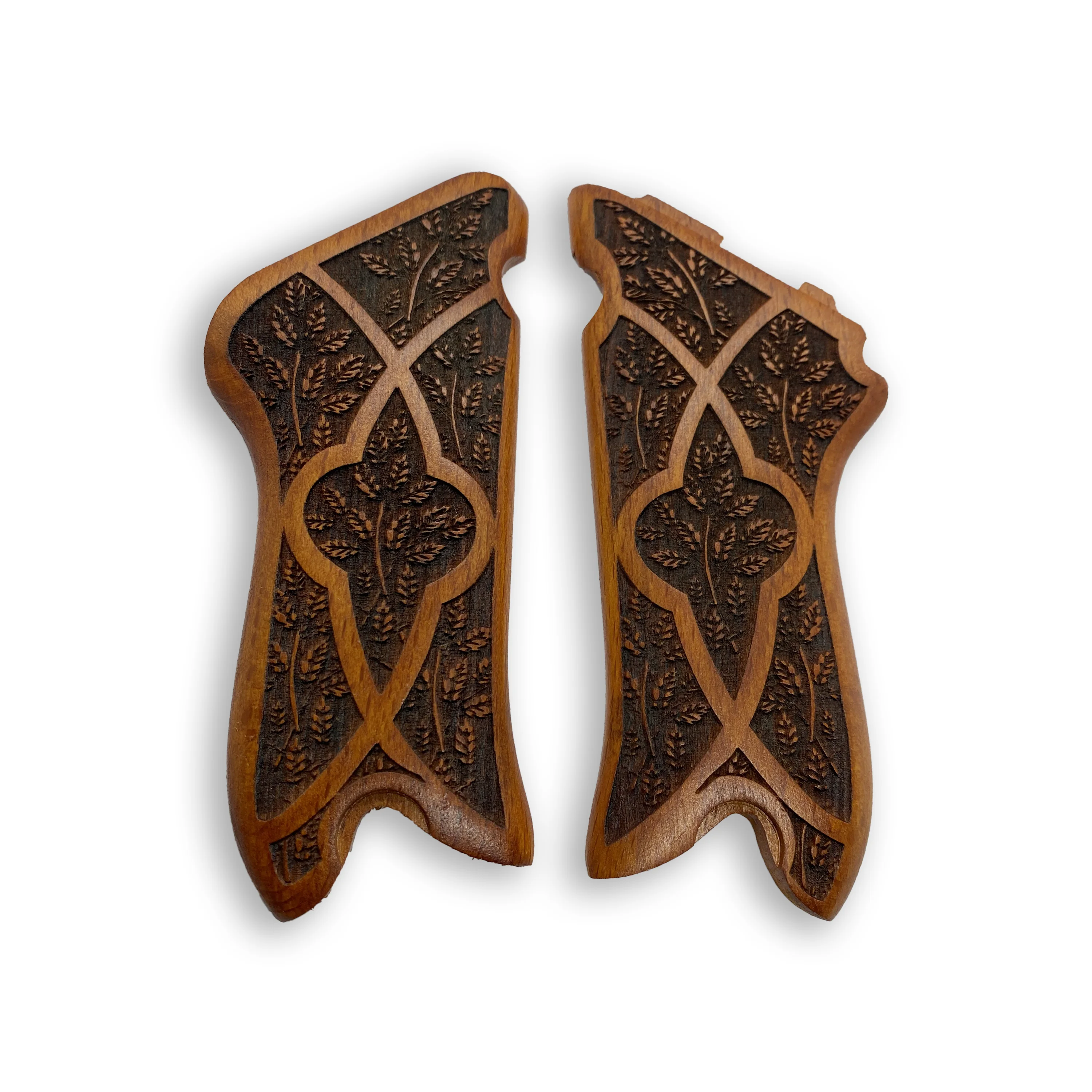 Luger P-08 Roller Special Laser Cutting Walnut Tree Wooden Grip Mode. Veritas Aequitas | Hunting Gun Accessories