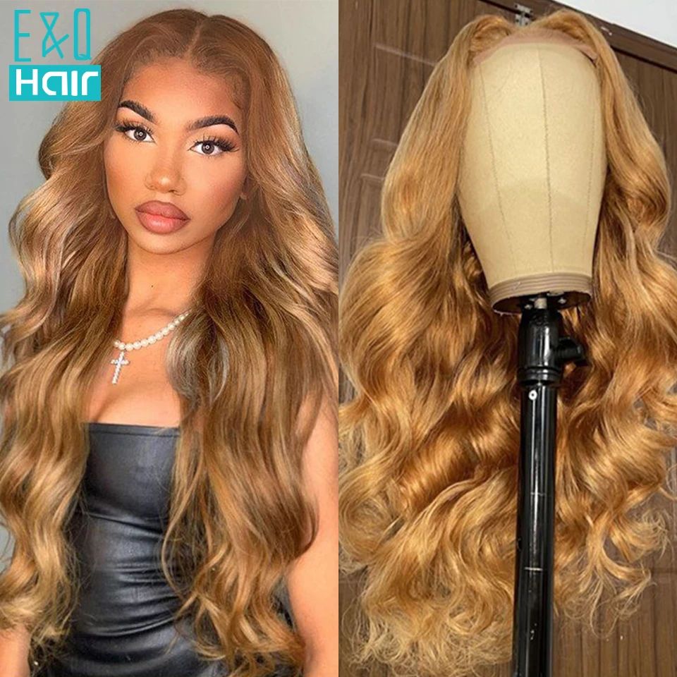 

180% #27 Honey Blonde Body Wave 13x4 Lace Front Wig Human Hair Deep Wave Lace Frontal Wig Transparent Lace Brazilian Remy Hair