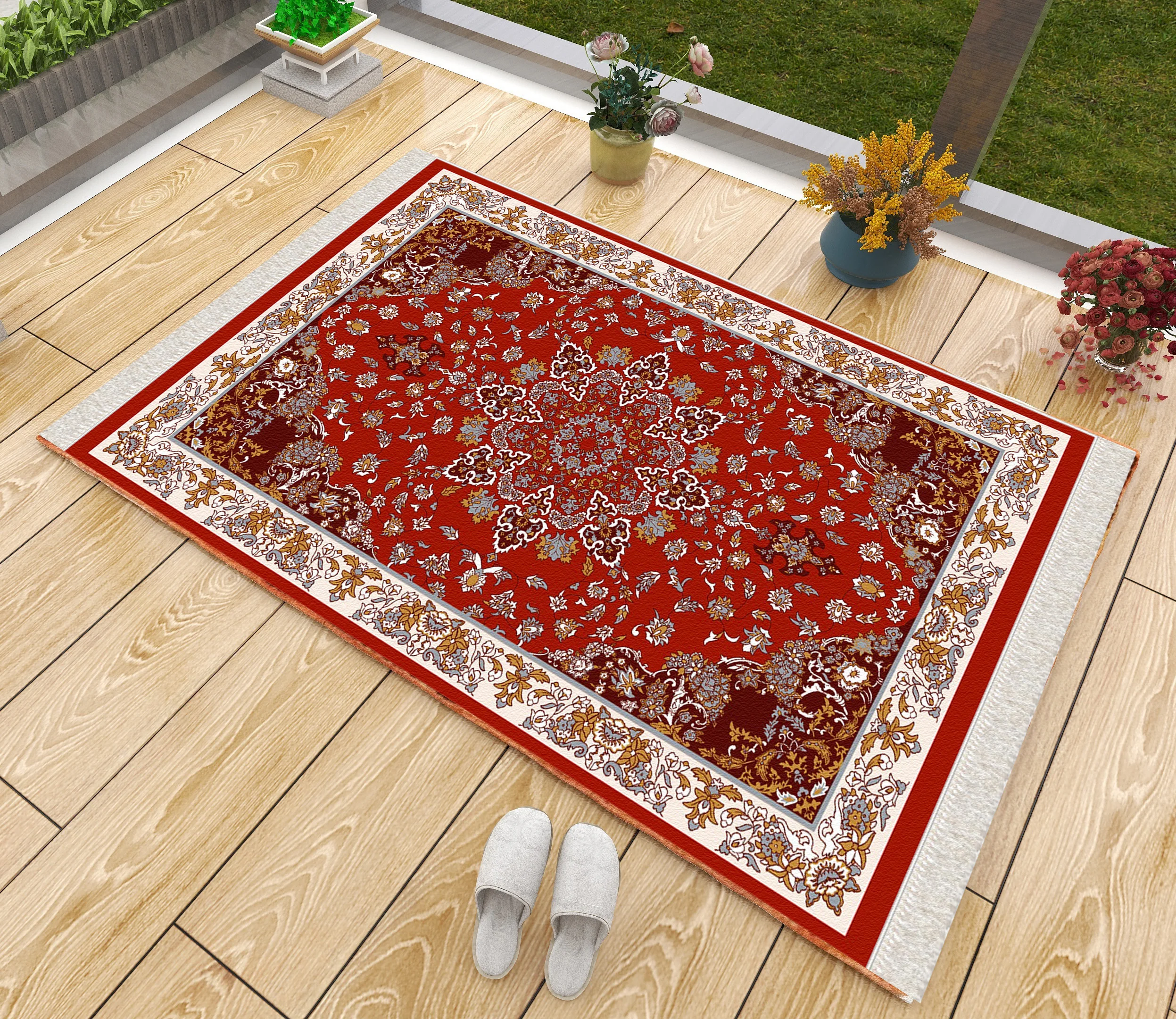 

Luxury Thick Prayer Rug Red Vintage Turkish Modern Muslim Eid Ramadan Soft Islamic Gift Janamaz Sejadah Mats Praying Carpet