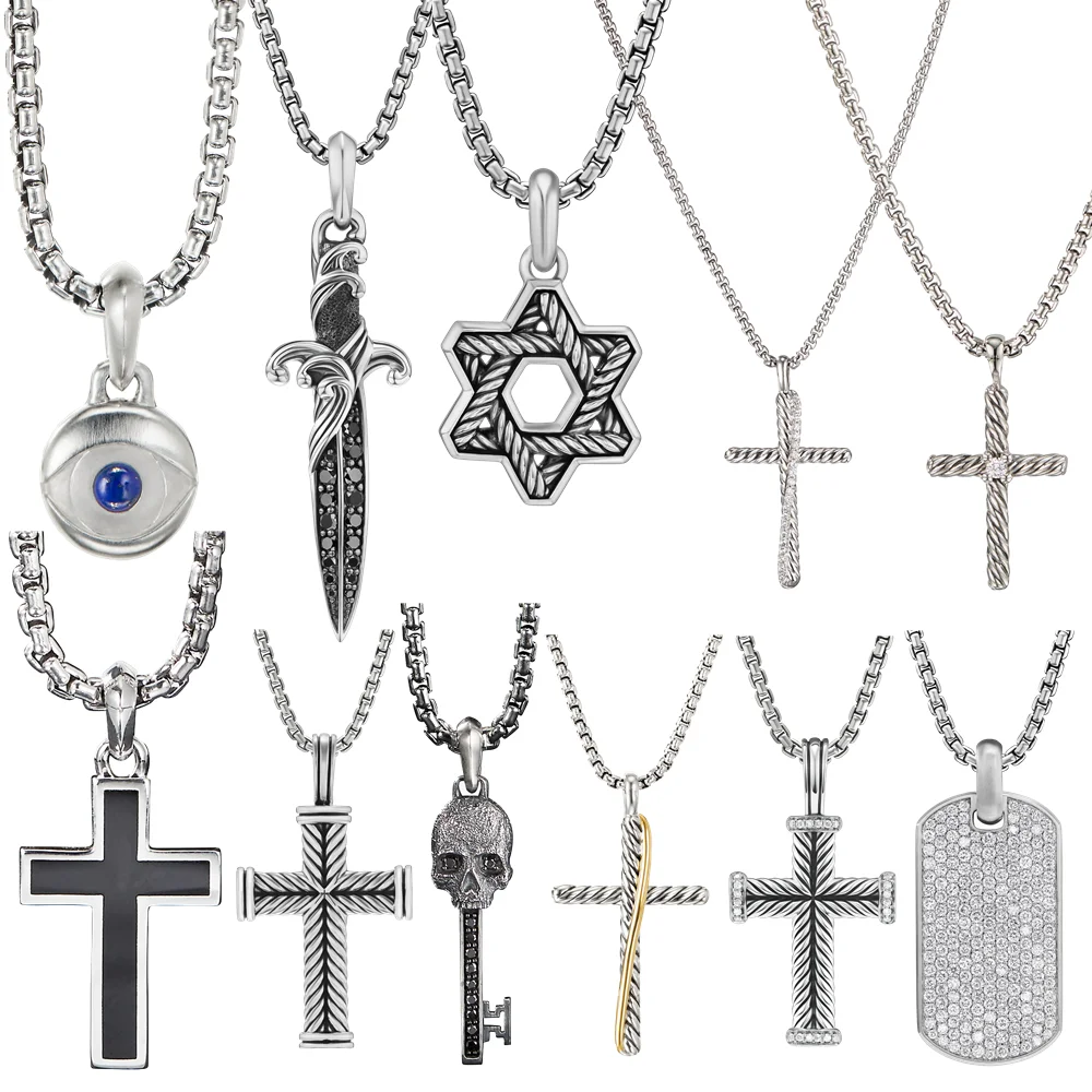 

David Yurman Cross Pendants Necklace for Women Men Gold 925 Sterling Silver French Paris Style for Party Free Shipping