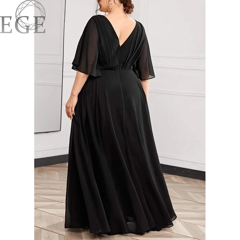 2023 Plus Size Chiffon Dresses for Women Long 6XL7XL Ever Pretty Women's Elegant V-Neck Sequin Plus Size Formal Evening Dresses