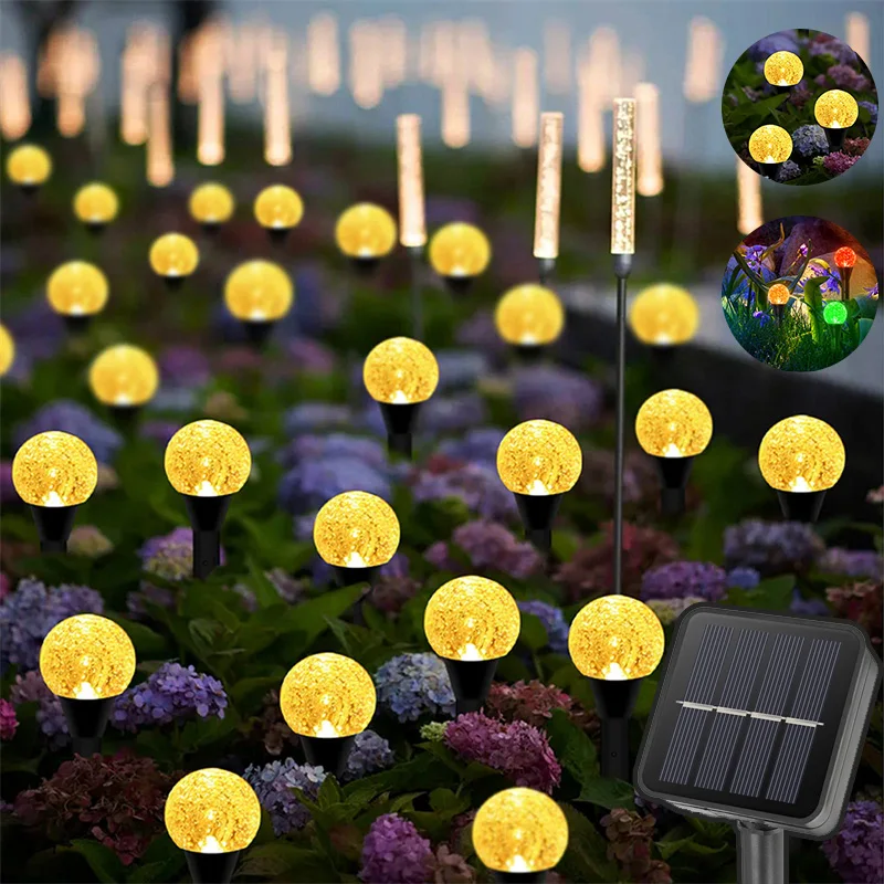 

30 Led Solar Outdoor Fairy Lights with 8 Modes Globe Waterproof Stake Light Crystal Bubble Decorative Lamp for Yard Patio Garden