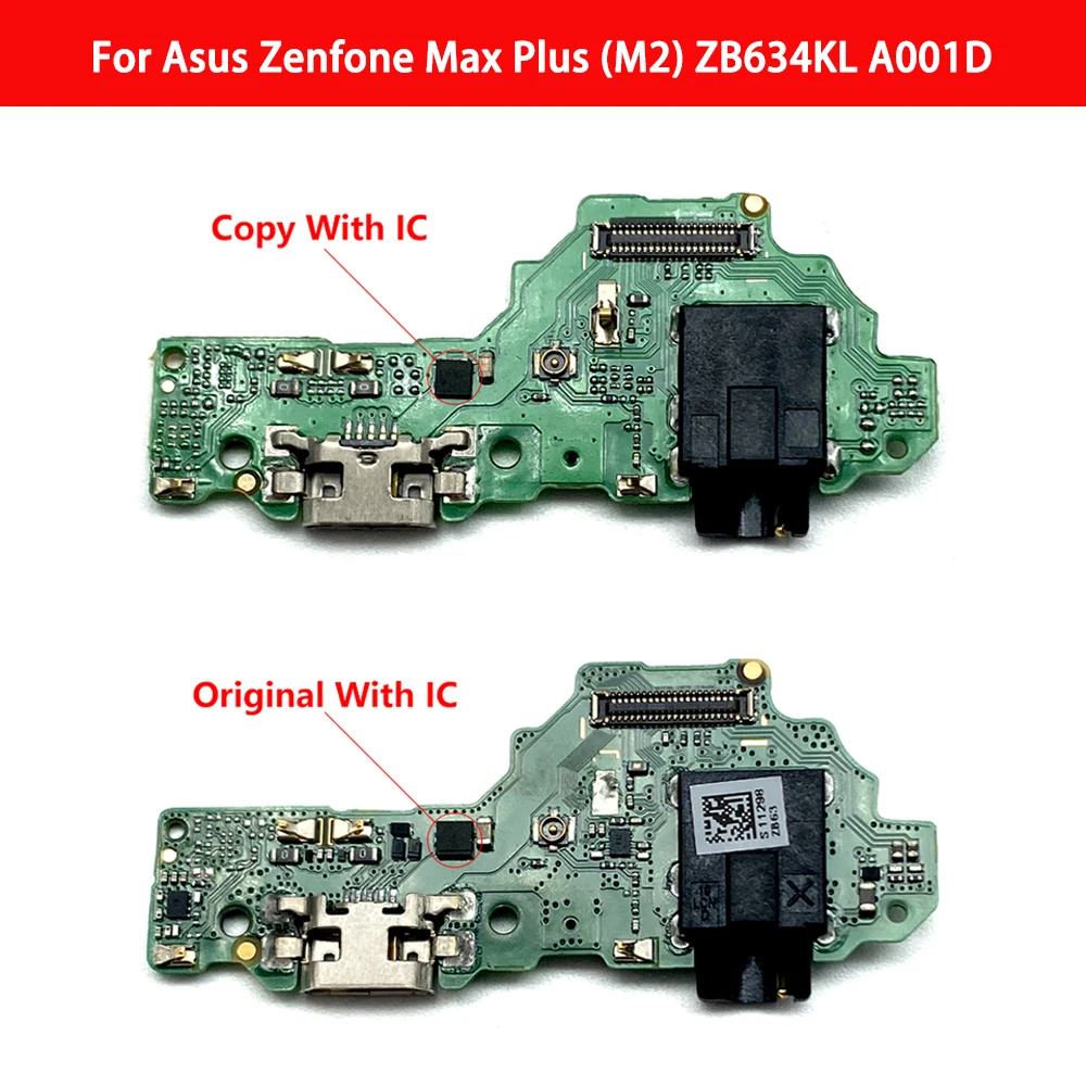 Original For Asus Zenfone Max Plus M2 ZB634KL A001D USB Charging Port Connector Flex Cable With Microphone