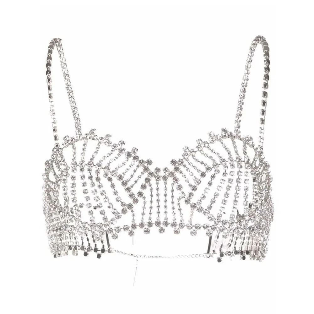 Модное женское нижнее белье с кристаллами ажурная нагрудная цепочка для тела