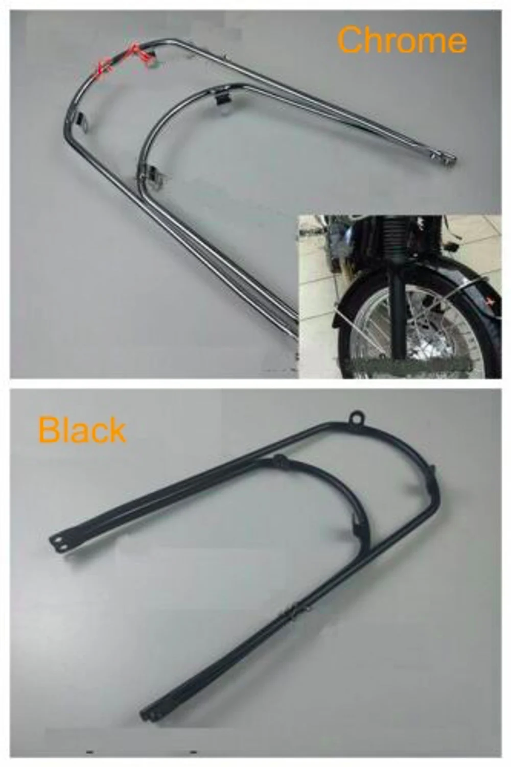 

Front Fender Mudguard Stay Bracket Support Bar for Triumph Bonneville Bonnie T100 T120 Black / Chrome / (33cm) / (24.5cm)