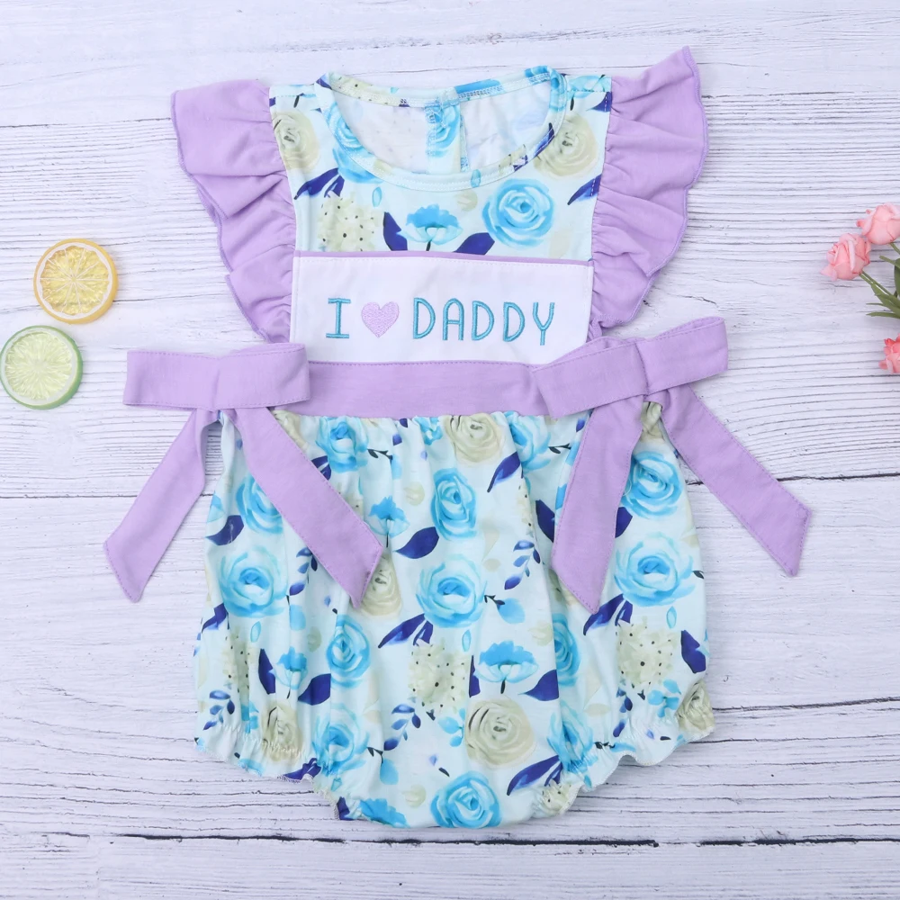 

Женский комбинезон на День отца, комбинезон без рукавов с надписью «I LOVE DAD» и вышивкой, голубой цельный комбинезон для малышей