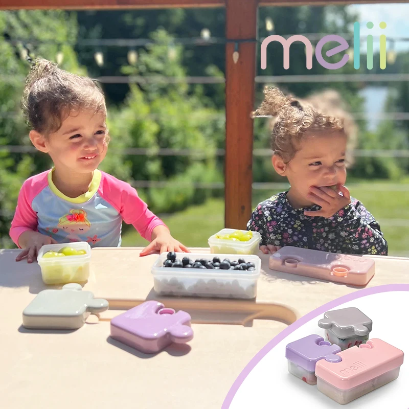 

melii Funny Puzzle Container Lunch Boxs Leak-Proof 3 Grid With Lid Camping Picnic Portable Plastic Food Fruit Bento Box For Kids
