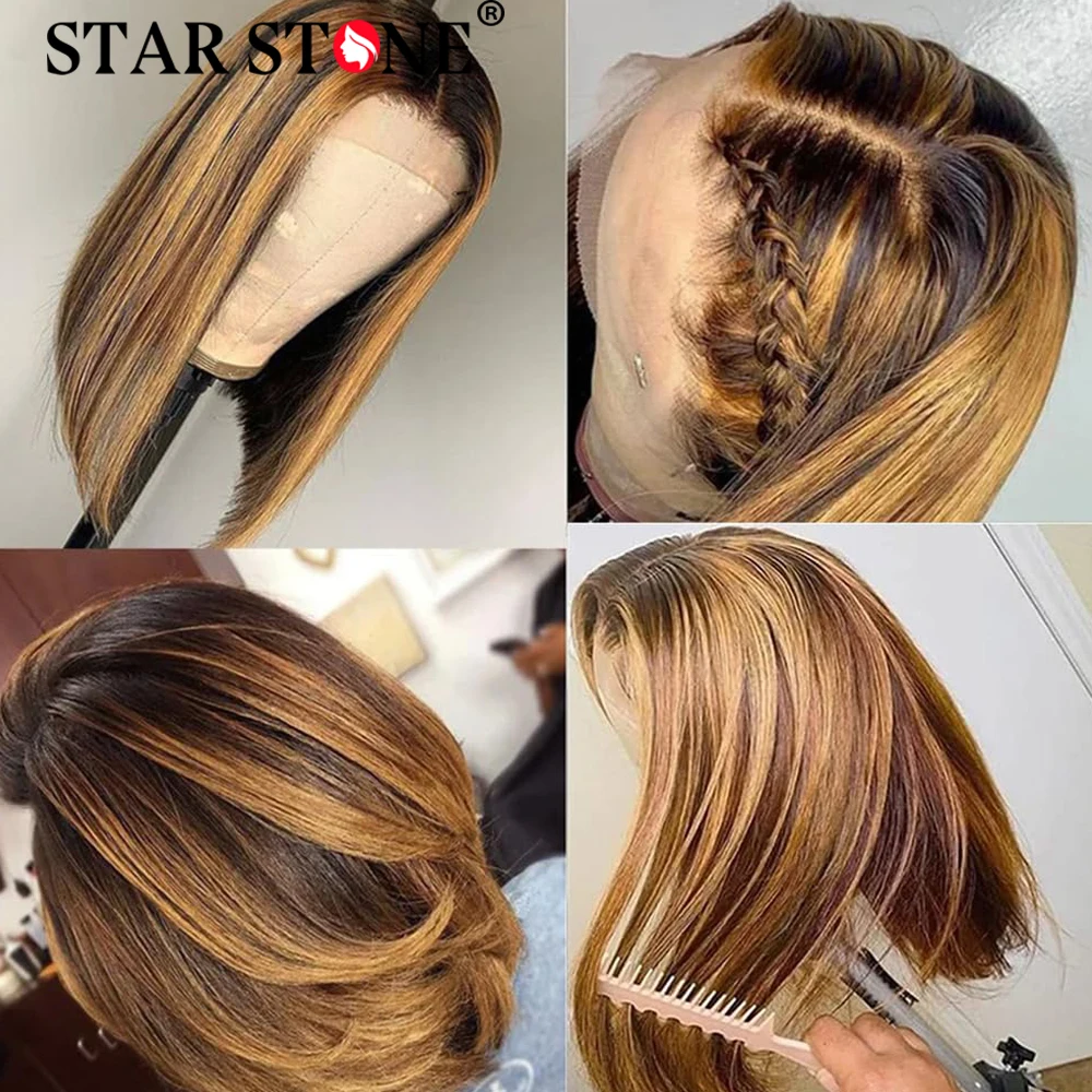 Прямые медовые блонд Омбре короткие бобы парики Выделенные предварительно