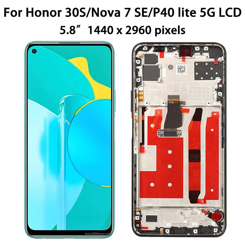 6 5 &quotnova 7 SE CDY-AN00 дисплей для Huawei P40 Lite 5G lcd Сенсорная панель экран дигитайзер Honor 30S
