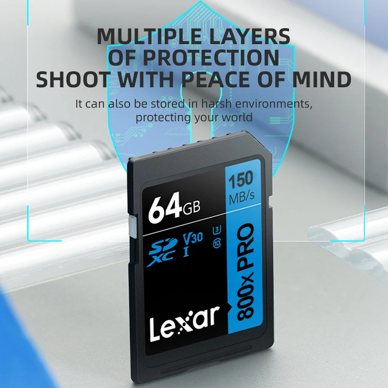 Фото SD-карта Lexar 800X PRO 32 ГБ/64 ГБ/128 ГБ/256 ГБ, 150 МБ/с, высокоскоростная карта памяти класса 10, 4K V30 для камер, зеркальных экшн-камер №5