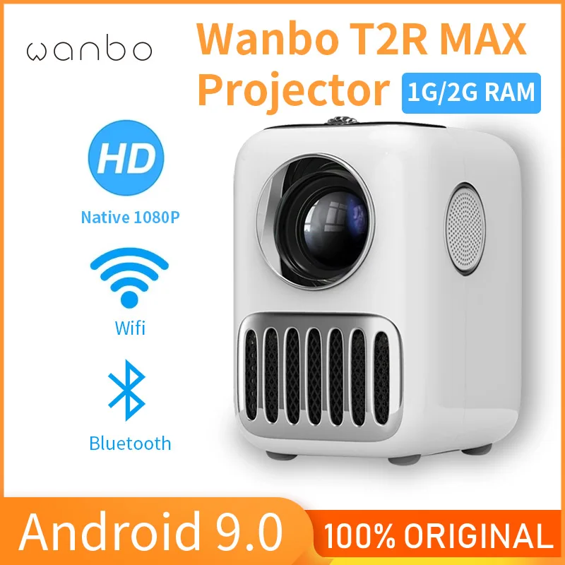 

Global Version Wanbo T2R MAX Projector Full HD 1080P Mini LED Portable Projector WIFI BT 4K 1920*1080P 1GB/2GB+16GB 350 Ansilm