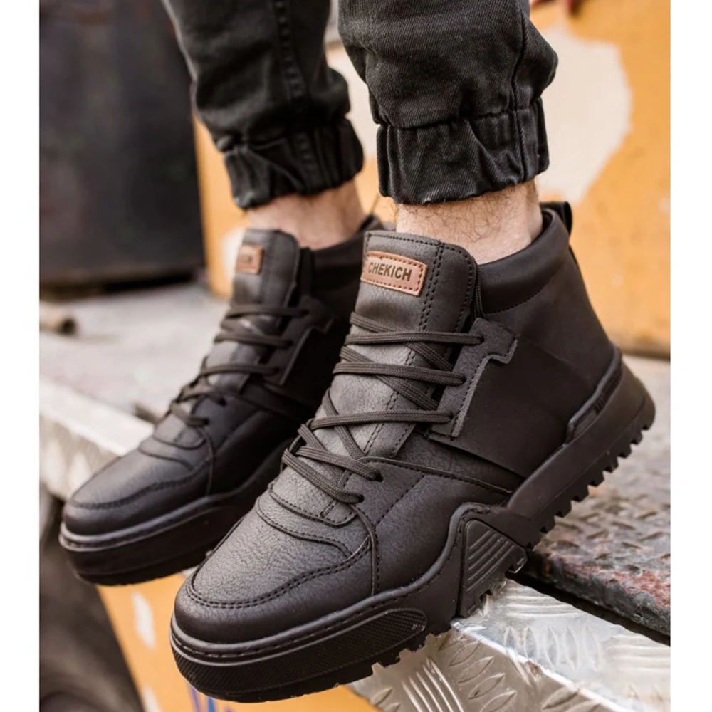 CFN Store Men Boots Shoes St Black Artificial Leather Lace Up Sneakers 2023 Comfortable Flexible Fashion Wedding Orthopedic Walking Sport Lightweight Odorless Running Breathable Hot Sale Air New Brand Boots 057