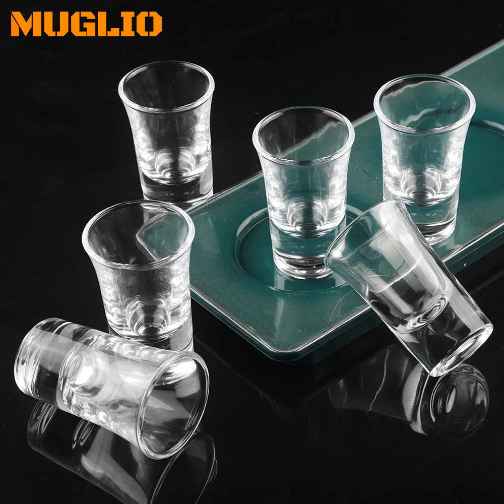 MUGLIO 6 шт. стеклянные чашки для питья 30 мл с толстым дном прозрачное стекло прочная
