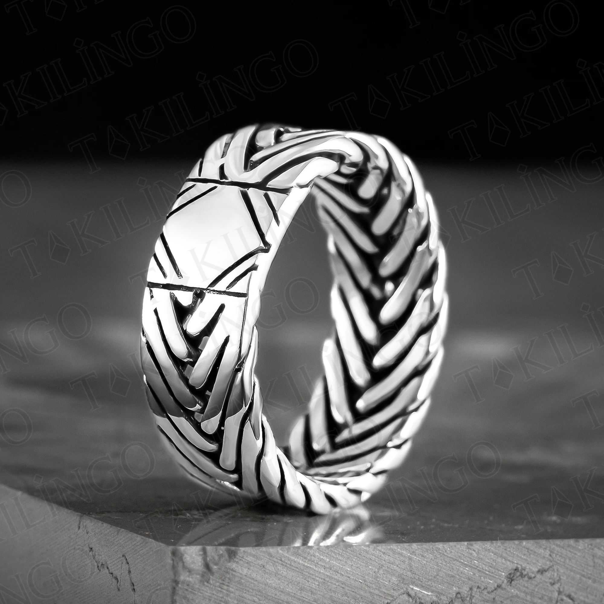 

Solid 925 Sterling Silver Rings for Men Engagement Line Design Wedding Band Brushed Stylish Comfort Fit Size 7-14