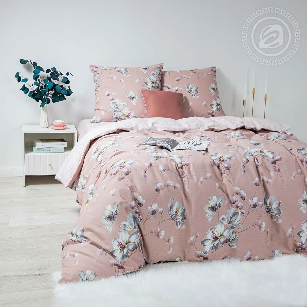 Постельное белье из сатина премиум - Магнолия Размер: 2 спальное европростыня