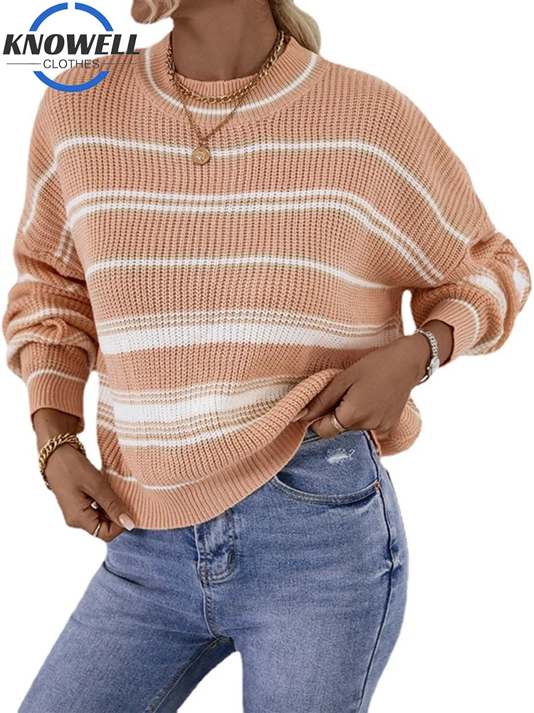 

Женский вязаный кардиган в полоску, с длинным рукавом