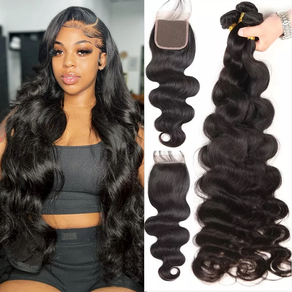 

Body Wave Bundles With Closure Top Lace Raw 100% Unprocessed Human Hair Peruvian Body Wave Bundles With Frontal 13x4 Extensions