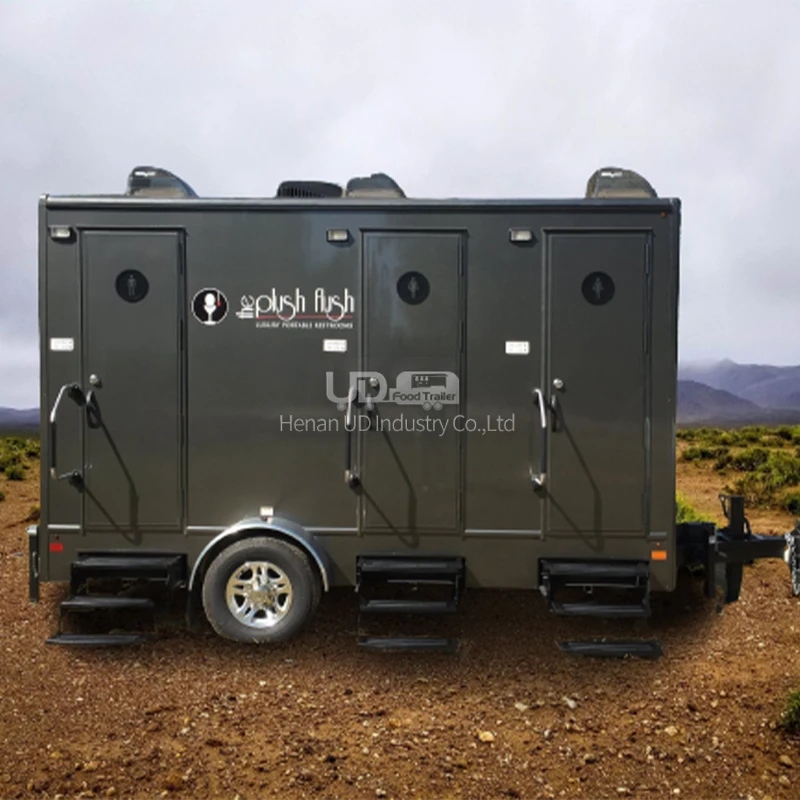 

Outdoor Fiberglass Portable toilets Trailer Mobiele Draagbare Luxe Wc Trailer Voor Verkoop Restroom Trailers with Foldable Steps
