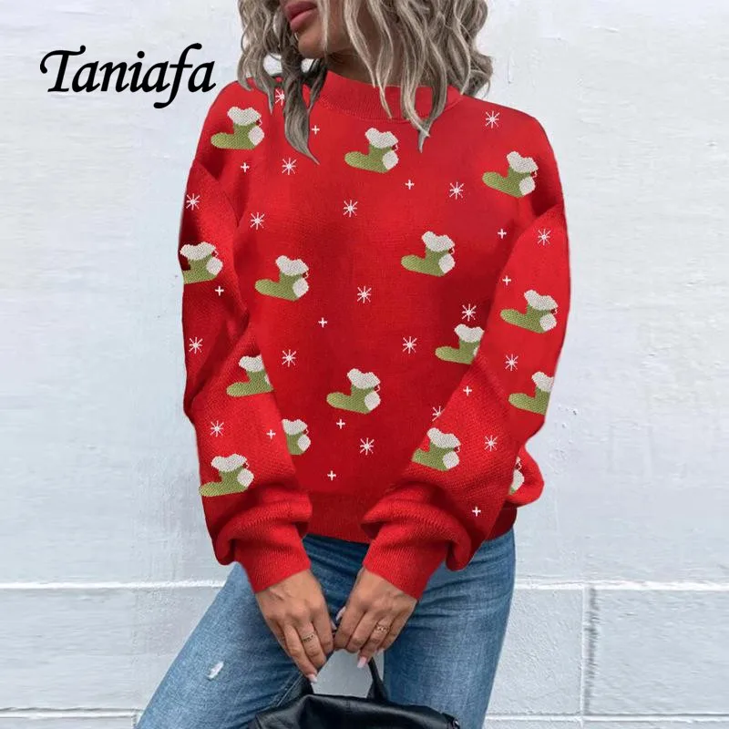 

Женский модный Рождественский свитер с длинным рукавом, Повседневный пуловер, топы на осень и зиму, джемперы, свитер